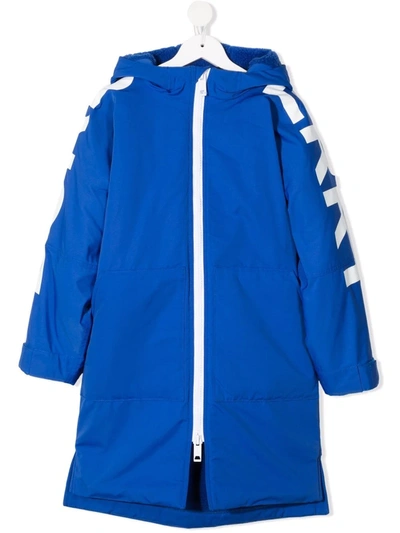 Shop Burberry Logo-print Raincoat In Blue