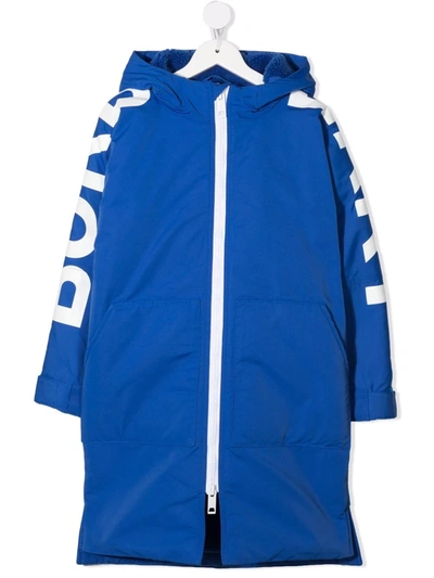 Shop Burberry Logo-print Raincoat In Blue