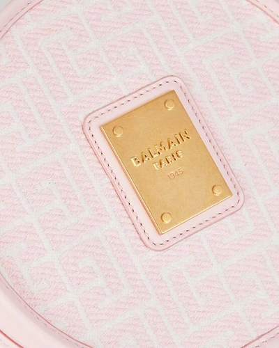 Shop Balmain 1945 Monogram Jacquard Disco Bag In Pink