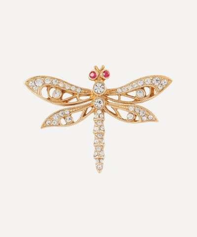 Shop Susan Caplan Vintage Gold-plated 1980s Attwood & Sawyer Crystal Dragonfly Brooch