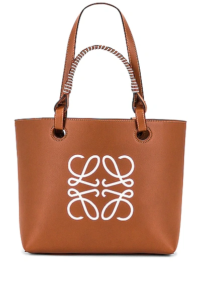 Shop Loewe Anagram Small Tote Bag In Tan & Soft White