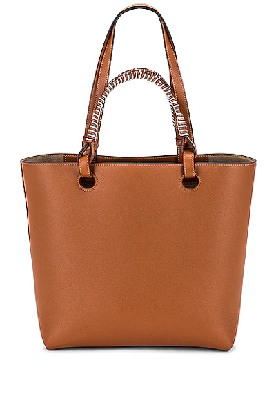 Shop Loewe Anagram Small Tote Bag In Tan & Soft White