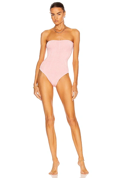Shop Hunza G Audrey Nile Swimsuit In Dusty Pink