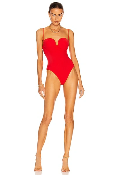 Shop Magda Butrym Bustier Swimsuit In Red