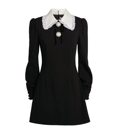 Shop Alessandra Rich Contrast-collar Mini Dress In Black