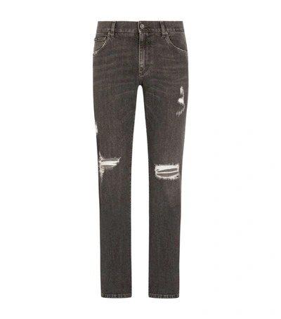Shop Dolce & Gabbana Distressed Skinny Jeans In Multi