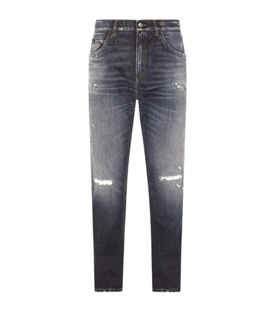 Shop Dolce & Gabbana Distressed Regular Jeans In Multi