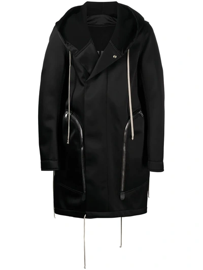 Shop Rick Owens Hooded Fishtail Coat In 黑色