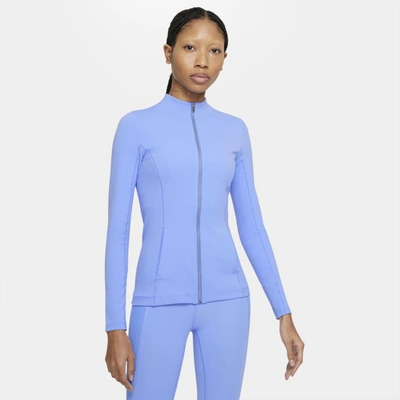Shop Nike Women's  Yoga Luxe Dri-fit Full-zip Jacket In Royal Pulse,aluminum