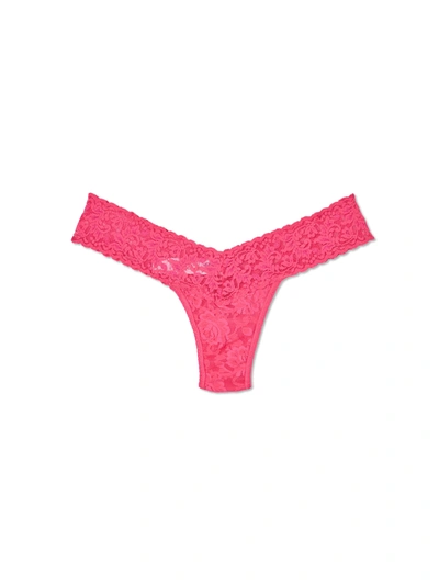 Shop Hanky Panky Signature Lace Low Rise Wrap Thong In Flamboyant Pink