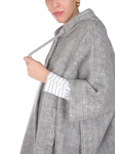 Shop Brunello Cucinelli Mixed Wool And Cashemere Poncho In Grey