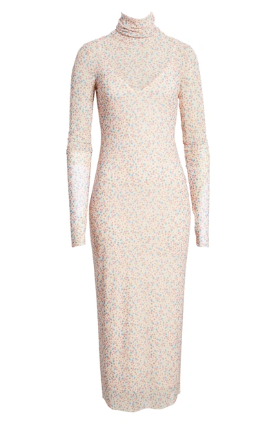 Shop Afrm Shailene Sheer Long Sleeve Dress In Blush Spring Disty