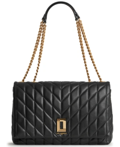 Shop Karl Lagerfeld Lafayette Shoulder Bag In Black/gold