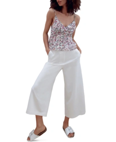 Shop French Connection Flores Crinkled Camisole In Summer White Multi