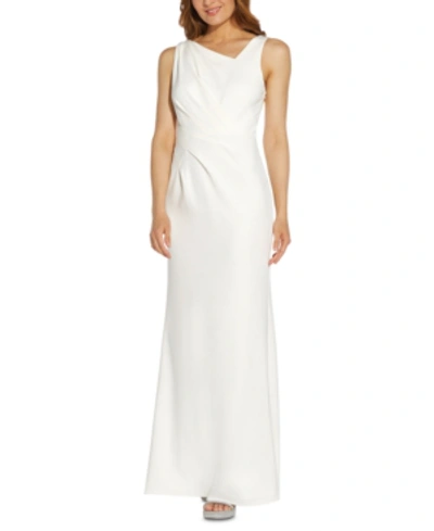 Shop Adrianna Papell Embellished-back Crepe Gown In Ivory