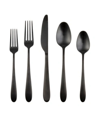 Cambridge Poet Black Satin 20-piece Flatware Set, Service For 4 In Black
