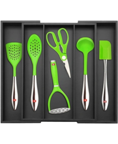 Royal Craft Wood Kitchen Drawer Organizer And Utensil Holder In Black