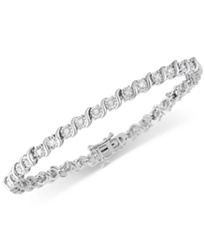 Shop Macy's Diamond Bracelet (1/2 Ct. T.w.) In Sterling Silver Or Gold-plated Sterling Silver