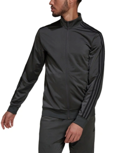 Shop Adidas Originals Adidas Men's Tricot Track Jacket In Dark Grey Heather/black