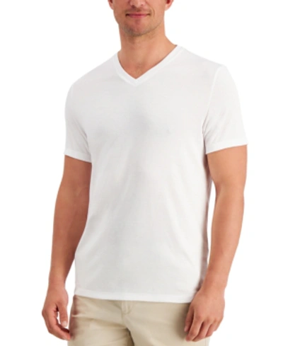 Shop Alfani Men's Travel Stretch V-neck T-shirt, Created For Macy's In Bright White