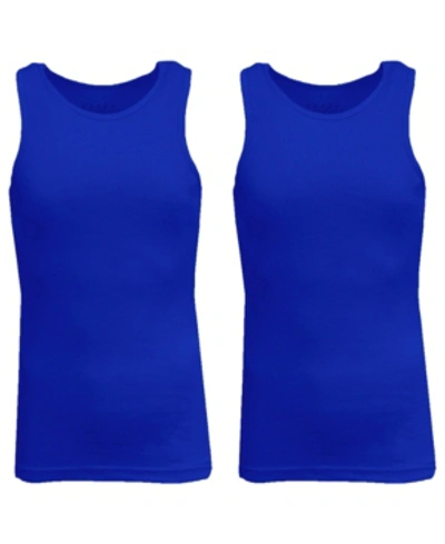 Shop Galaxy By Harvic Men's Famous Heavyweight Ribbed Tank Top, Pack Of 2 In Royal-royal
