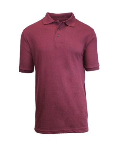 Shop Galaxy By Harvic Men's Short Sleeve Pique Polo Shirt In Medium Red