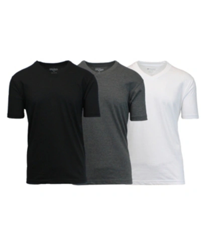 Shop Galaxy By Harvic Men's Short Sleeve V-neck T-shirt, Pack Of 3 In Black-charcoal-white