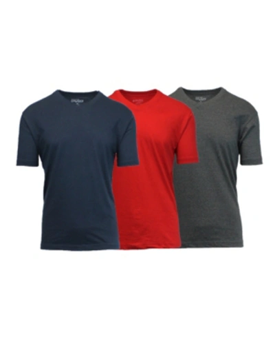 Shop Galaxy By Harvic Men's Short Sleeve V-neck T-shirt, Pack Of 3 In Charcoal -red-navy