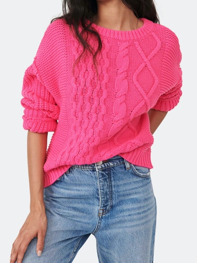 Shop Free People Dream Cable Crew In Hibiscus Highlight