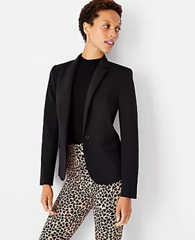 Ann Taylor The One-button Blazer In Double Knit In Black