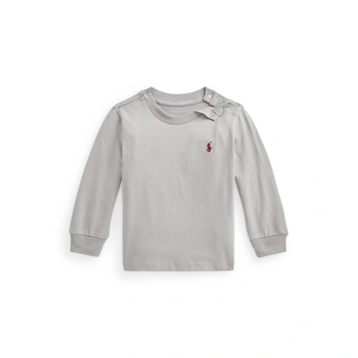 Shop Ralph Lauren Cotton Jersey Long-sleeve Tee In Grey Fog