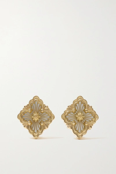 Shop Buccellati Opera Tulle 18-karat Gold Mother-of-pearl Earrings