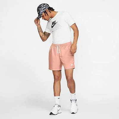 Shop Nike Men's Sportswear Flow Woven Shorts In Arctic Orange/white