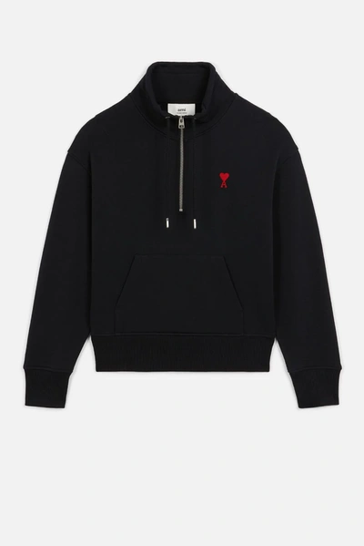 Shop Ami Alexandre Mattiussi Ami De Coeur Zipped Sweatshirt In Black