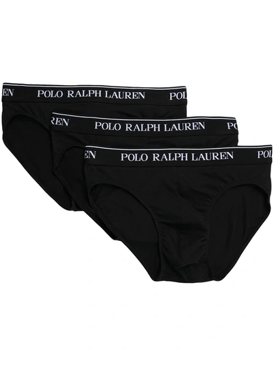 Shop Polo Ralph Lauren Logo-waistband Briefs In 黑色