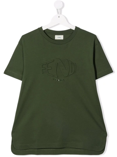 Shop Fendi Teen Debossed-logo T-shirt In 绿色