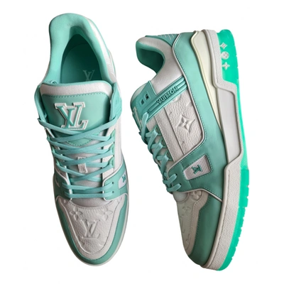 Lv trainer leather low trainers Louis Vuitton Green size 43 EU in Leather -  34912927