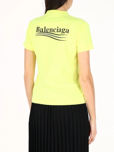 Shop Balenciaga Logo T-shirt Fluo Yellow In Grey