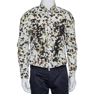 Pre-owned Givenchy White Wreath Printed Cotton Patch Belt Detail Button Front Shirt M