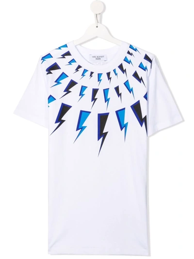 Shop Neil Barrett Thunderbolt-print T-shirt In White