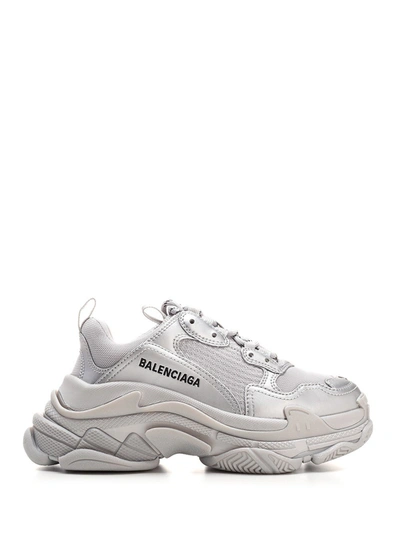Shop Balenciaga Triple S Sneakers In Silver