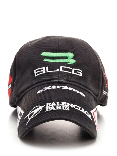 Shop Balenciaga Allover Logo Embroidered Baseball Cap In Black
