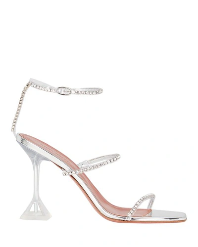 Shop Amina Muaddi Gilda Glass Sandals In Clear