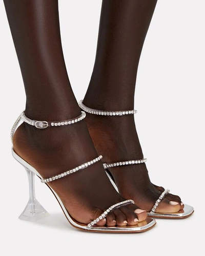 Shop Amina Muaddi Gilda Glass Sandals In Clear