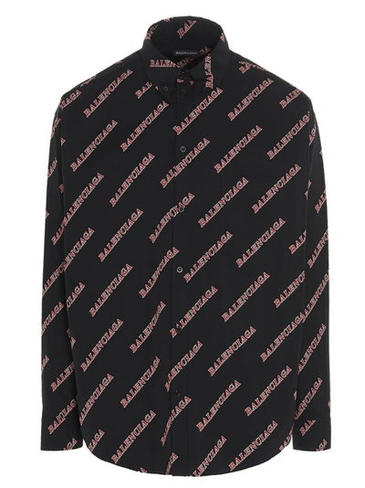 Shop Balenciaga Logo Motif Shirt In Black