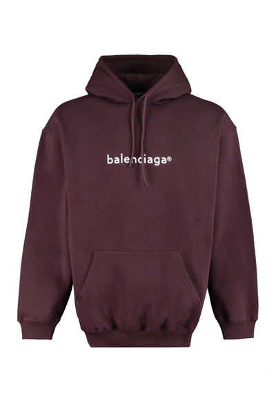 Shop Balenciaga Logo Print Hoodie In Purple