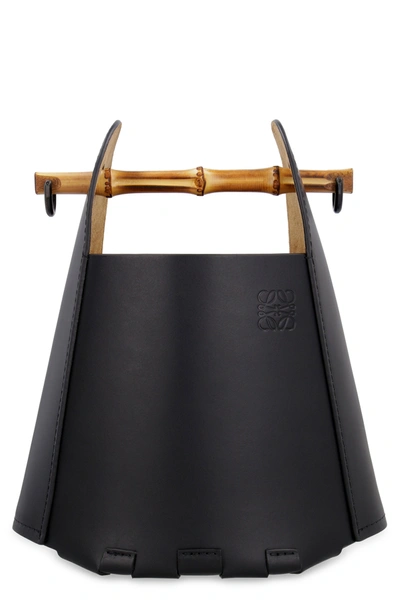 Loewe Black Bamboo-handle Leather Bucket Bag