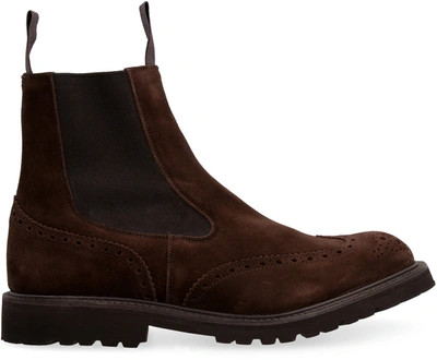 Shop Tricker's Henry Suede Chelsea Boots In Brown