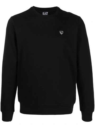 Shop Ea7 Logo-patch Long-sleeve Sweatshirt In Black