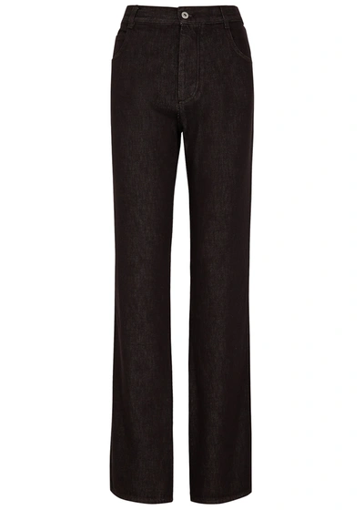 Shop Bottega Veneta Dark Brown Straight-leg Jeans